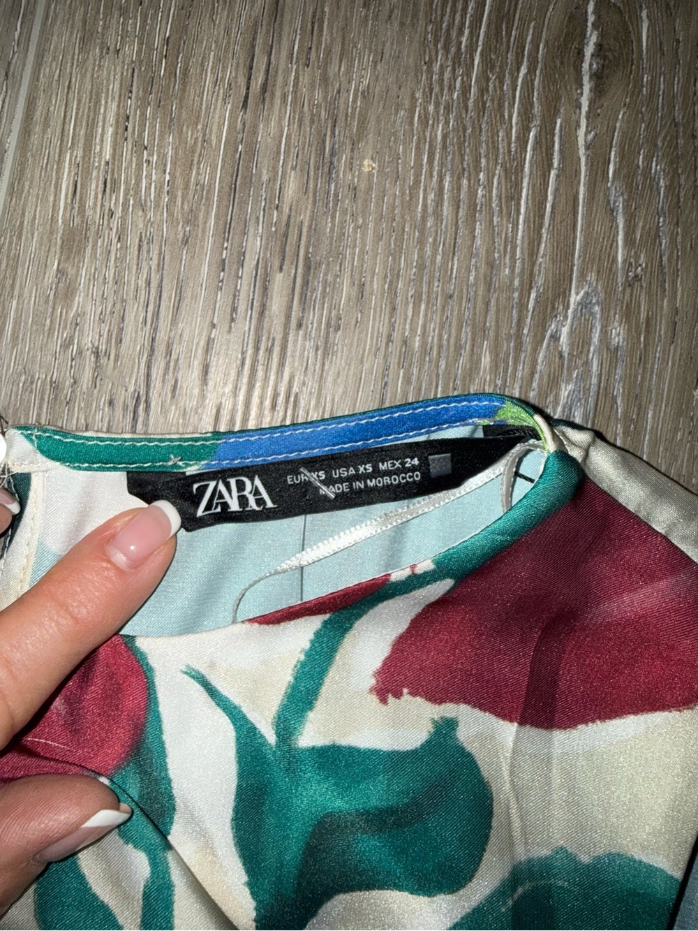 NWT Zara Cream Wide-Leg Jumpsuit with Blue, Pink & Green Floral Print - Picture 8 of 13